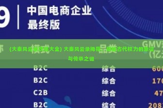 (大秦风云录攻略大全) 大秦风云录拇指，揭秘古代权力的象征与传承之谜